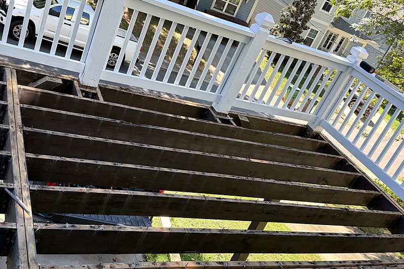 During: Old boards off, frame checked, Charlotte