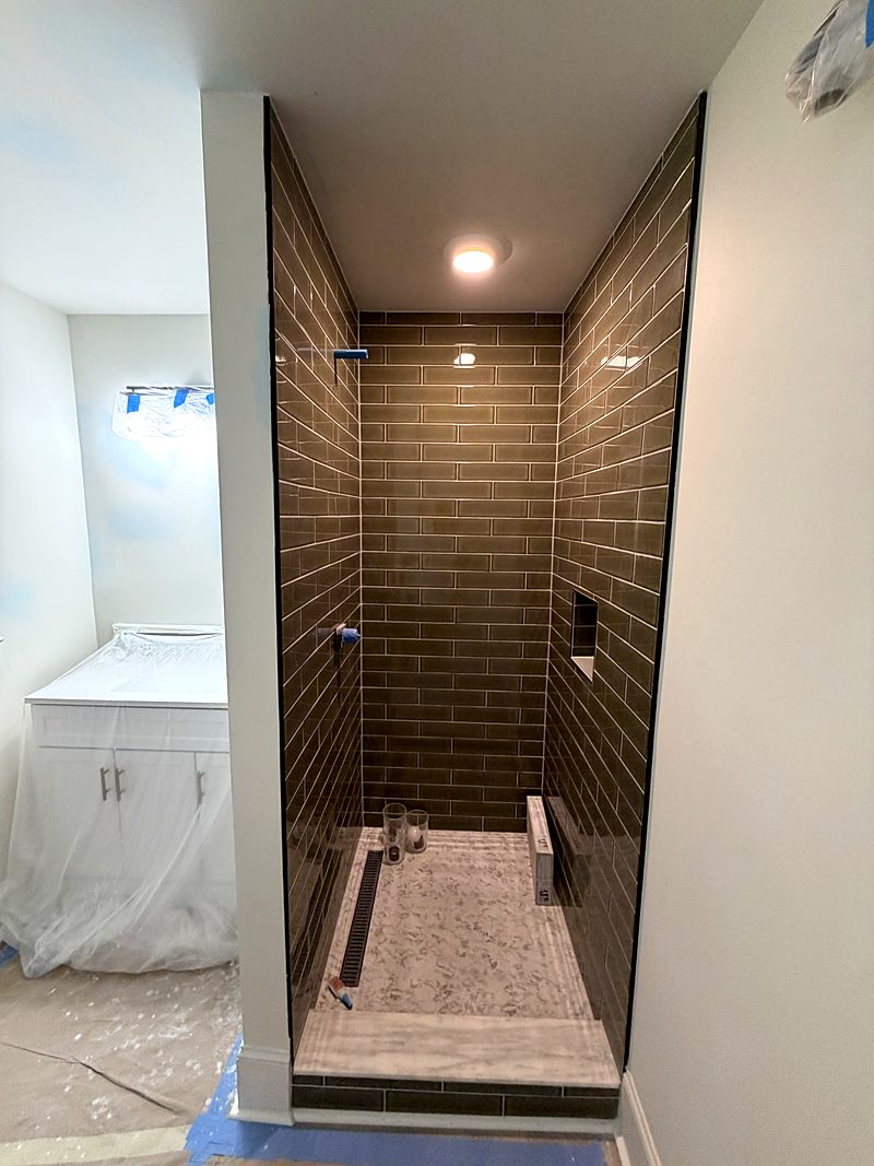 Before: New tiled shower before the glass, Fort Mill, SC