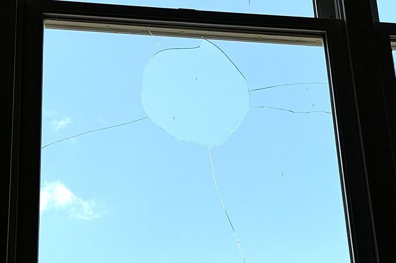 Before: Cracked pane, inside view, South Charlotte